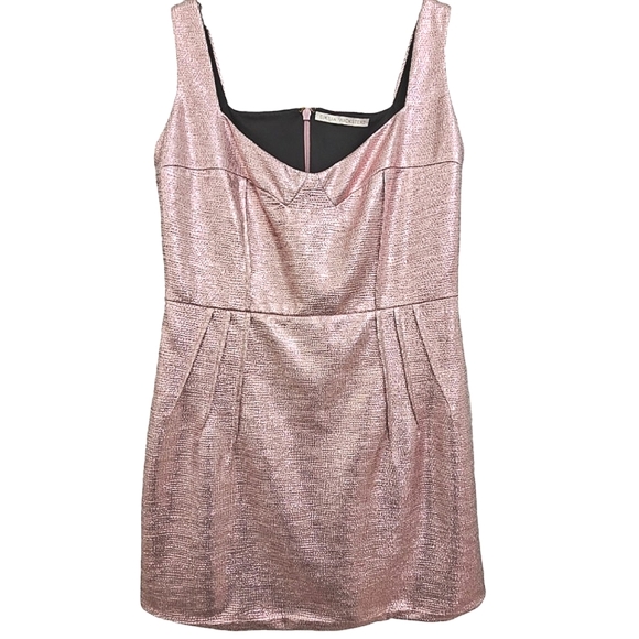 Emilia Wickstead Judi Crepe Rose Gold Metalic Sleeveless Cocktail Mini Dress - Picture 3 of 17